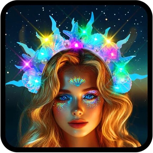 Light Up Mermaid Headband LED Starfish Sea Hair Accessory for Women main image 2